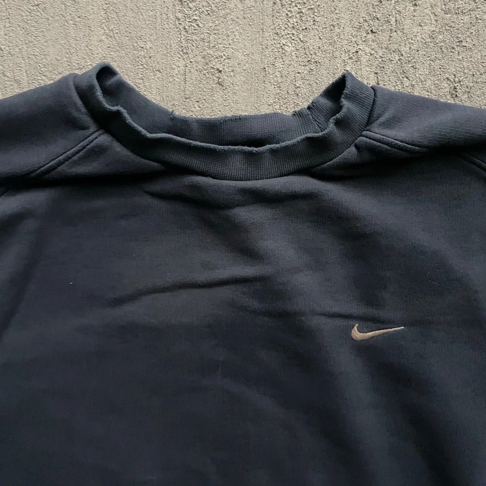 Vintage Nike Swoosh Sweatshirt Mens Large Navy Blue 90s - Picture 2 of 8
